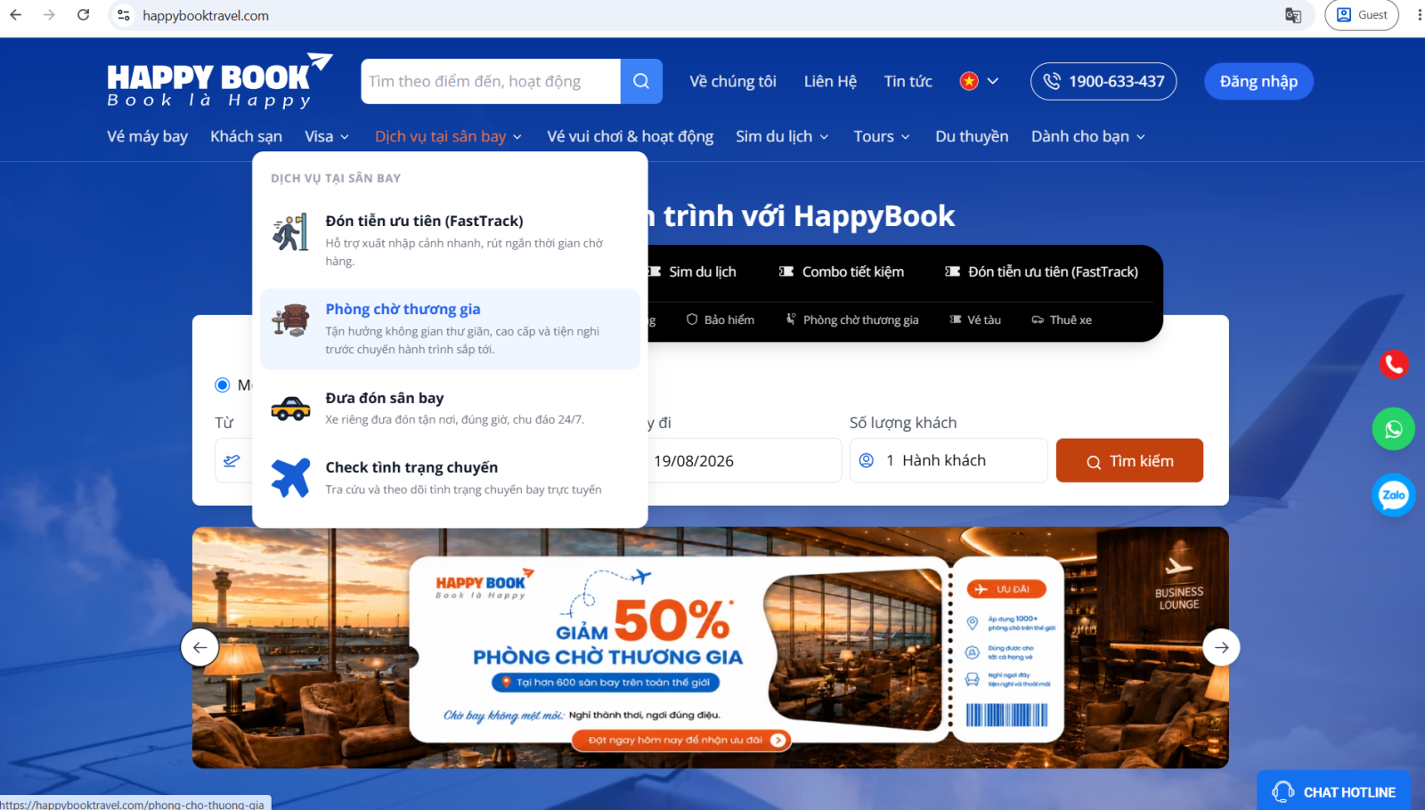 Đặt phòng chờ thương gia tại HappyBook Travel