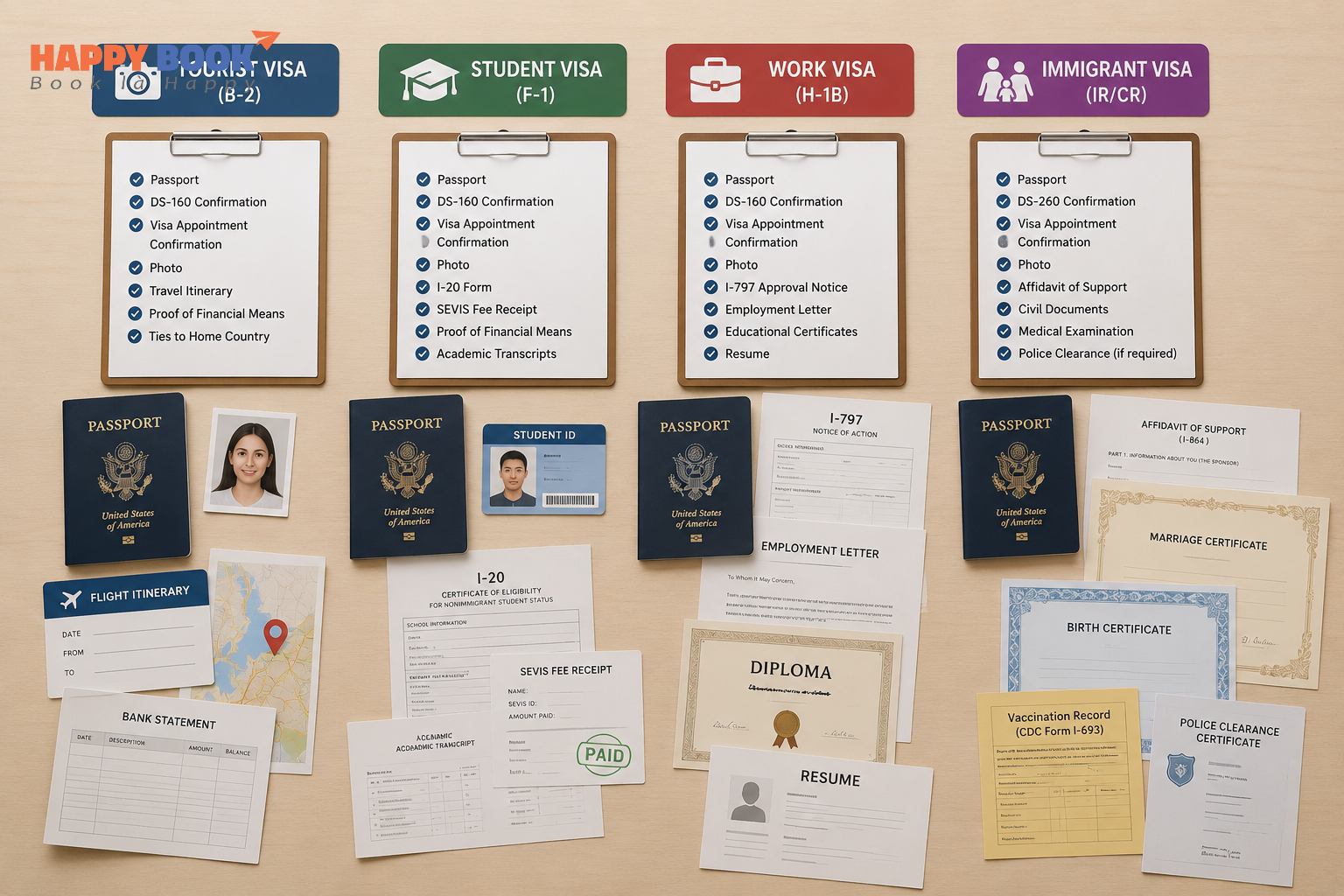 Documents Required for Different US Visa Types