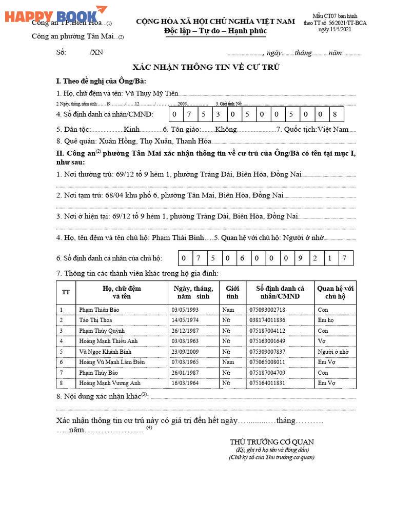 Hướng dẫn xin giấy xác nhận cư trú