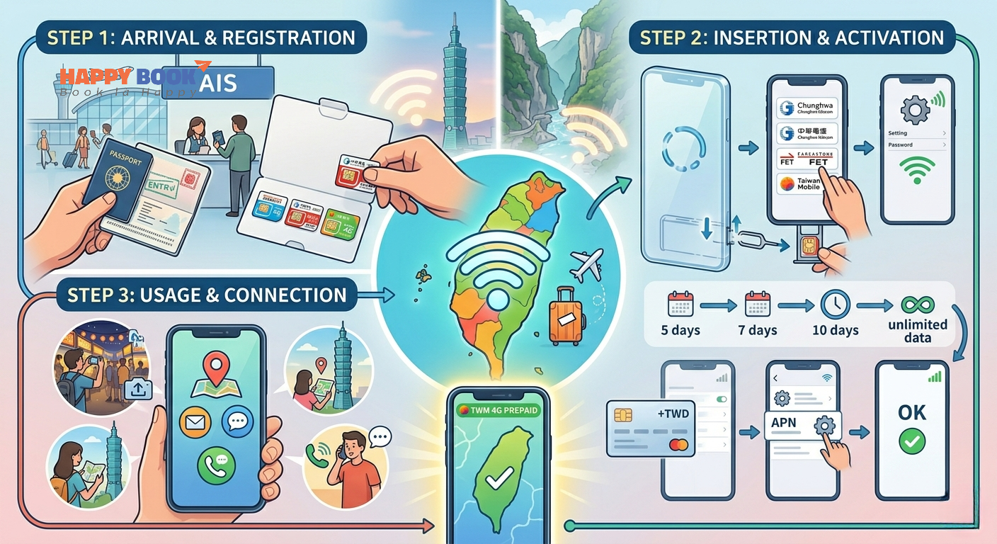 Hướng dẫn sử dụng sim du lịch Đ&agrave;i Loan