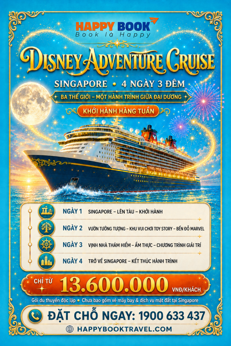 Lịch trình tour du thuyền Disney Singapore