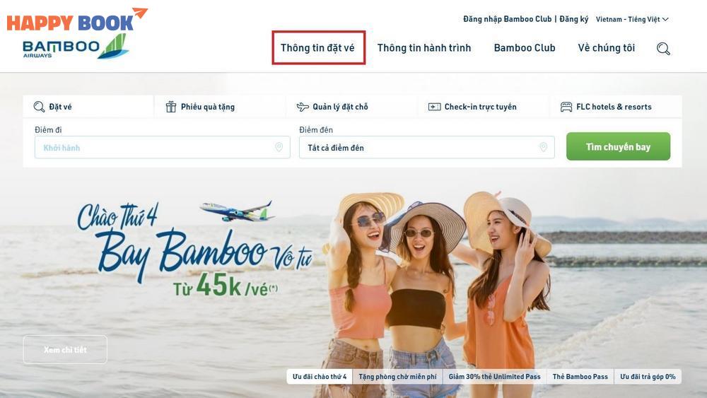 Tra cứu tình trạng chuyến bay Bamboo Airway