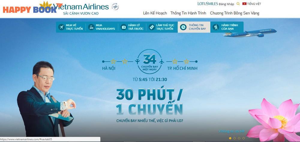 Tra cứu tình trạng chuyến bay Vietnam Airlines