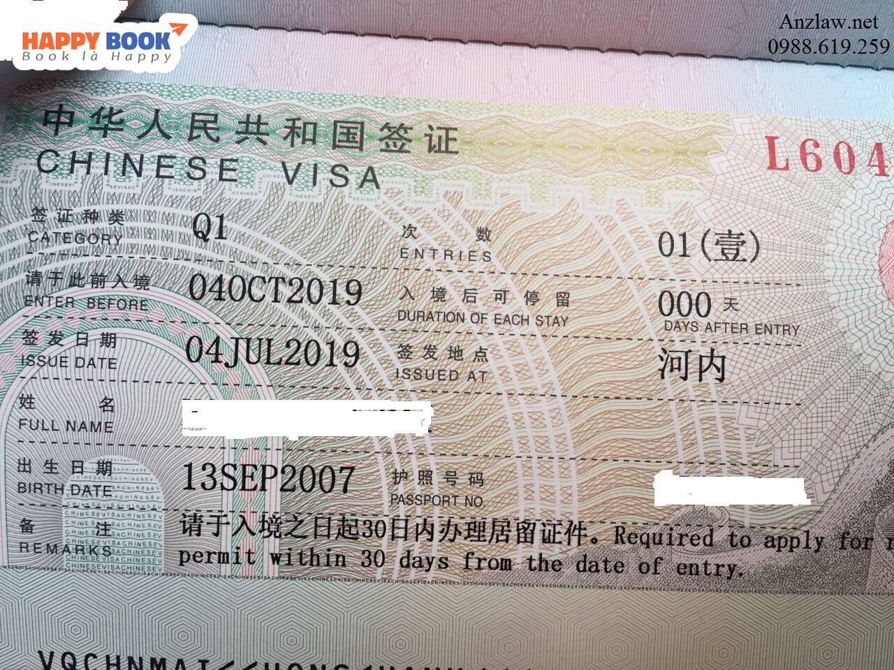 Visa thăm thân Trung Quốc